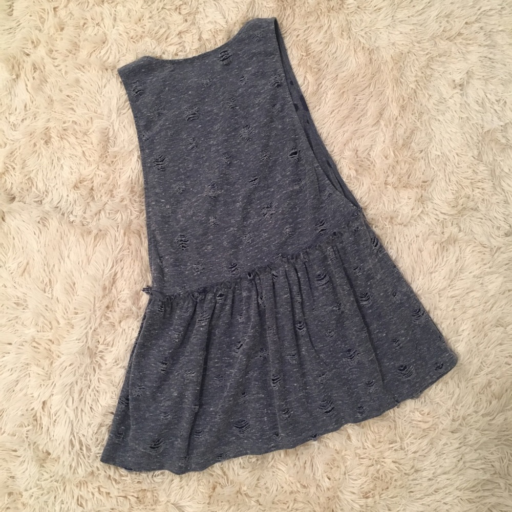Karlie Blue Distressed Ruffle Tank - Picture 2 of 2